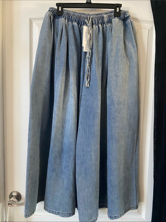 EXPOING Pants - Wide Leg Denim Pants in Light Blue